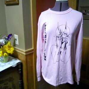 gRAPHIC PINK MENS LONG SLEEVE T SHIRT LEWD COMPLEX ANIME GIRL MED